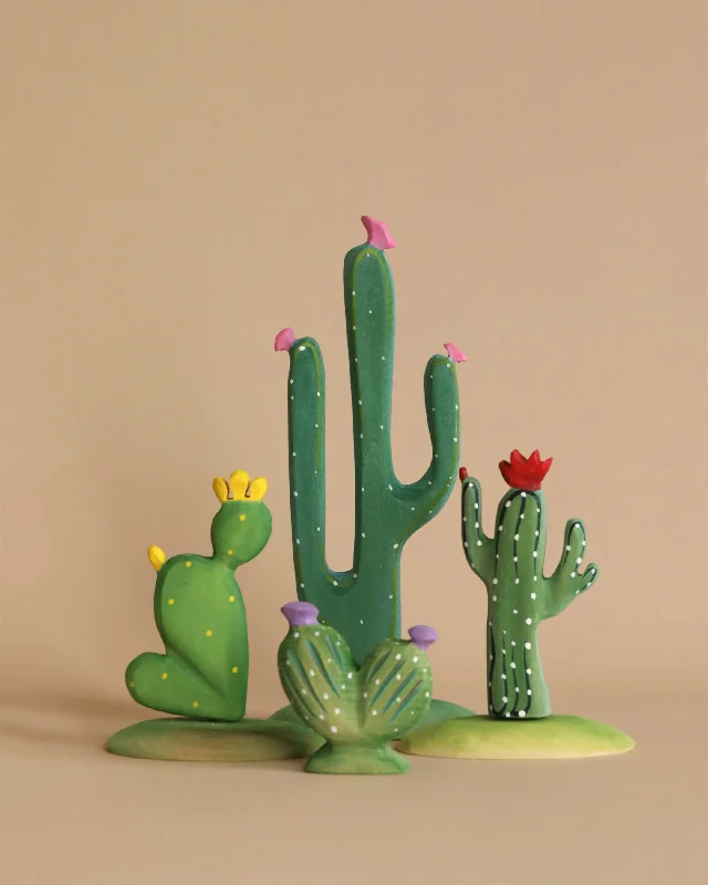 intricately carved wooden toys                   Bumbu Wooden Cacti Set