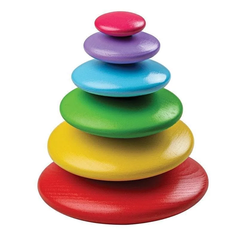 sturdy wooden toys                  Wooden Stacking Rainbow Pebbles