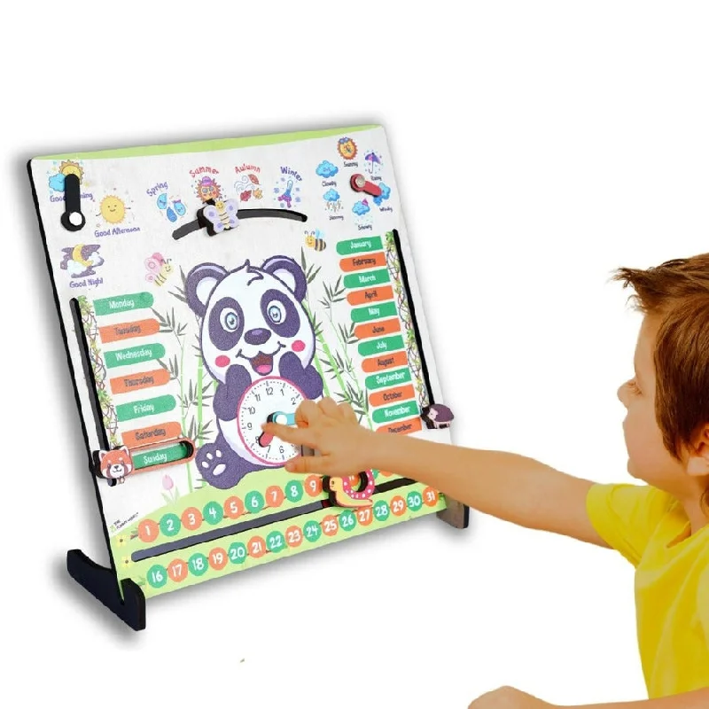 eco-friendly wooden toys made from sustainable materials 7 Activities Panda Teaching Clock & Calendar eco-friendly wooden toys made from sustainable materials 7 Activities Panda Teaching Clock & Calendar