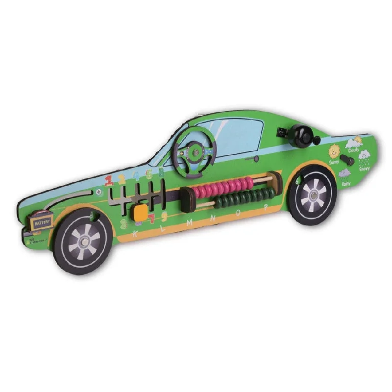 whimsical wooden toys                   7 in 1 Activities Racing Green Busy Board Car (Green Colour)