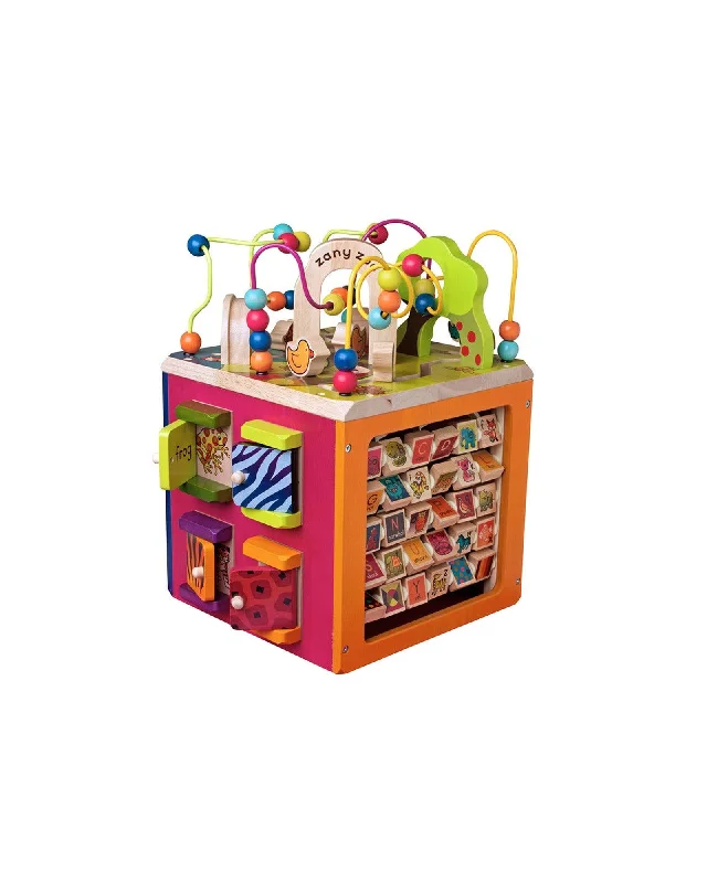 sustainable wooden toys                   B. Zany Zoo Activity Cube