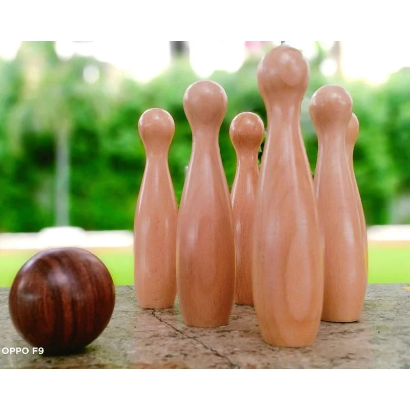child-safe wooden toys                 Beechwood Bowling Set
