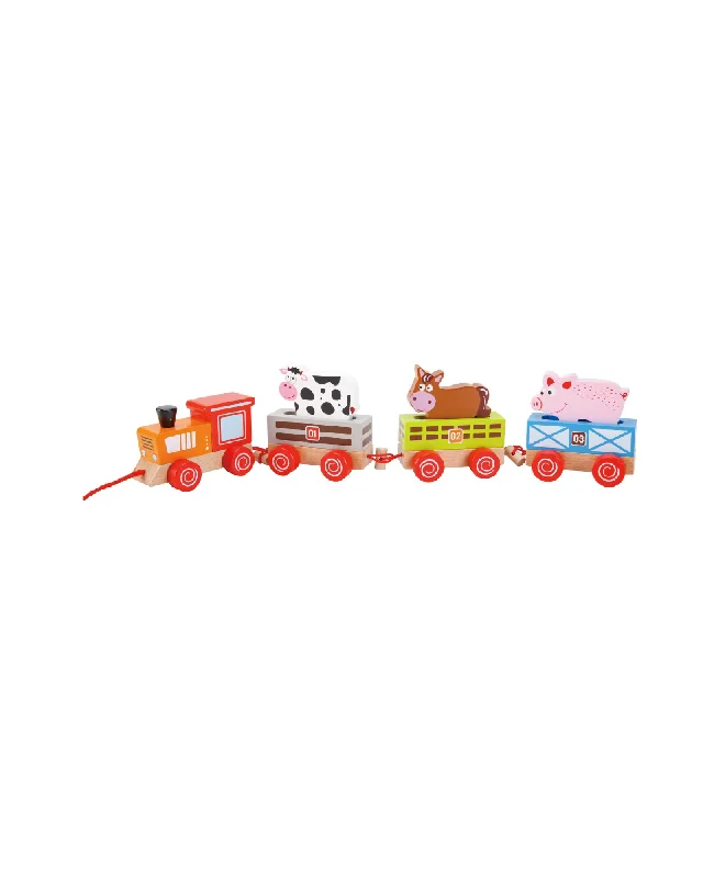 sustainably sourced wooden toys                   Bello All Aboard Animal Train