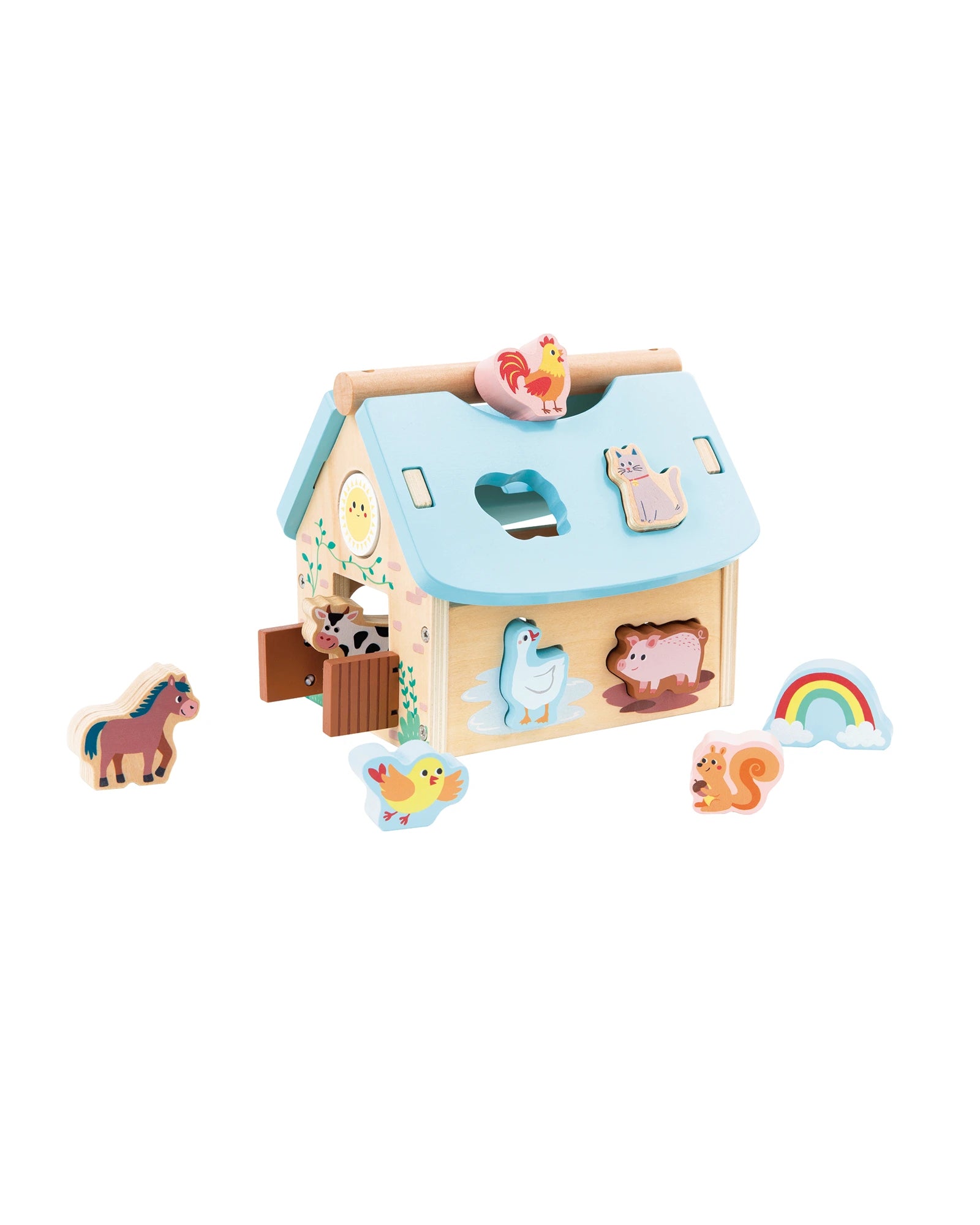 age-appropriate wooden toys                   Bello Farm Friends Sorting Barn