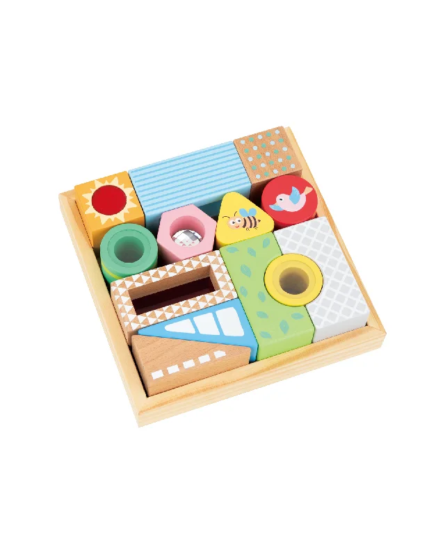 intricately designed wooden toys                 Bello Sensory Block Set