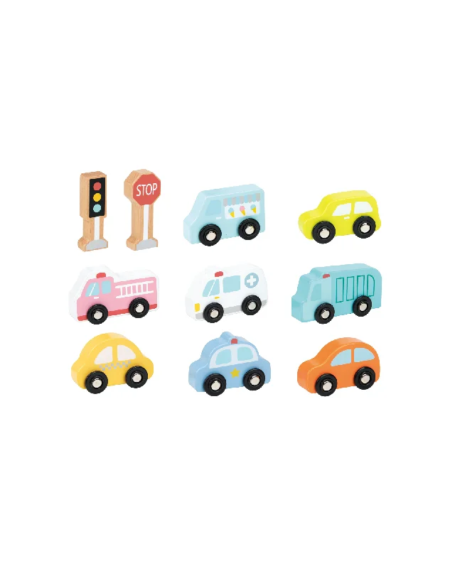 intricately carved wooden toys                   Bello Vehicle Set