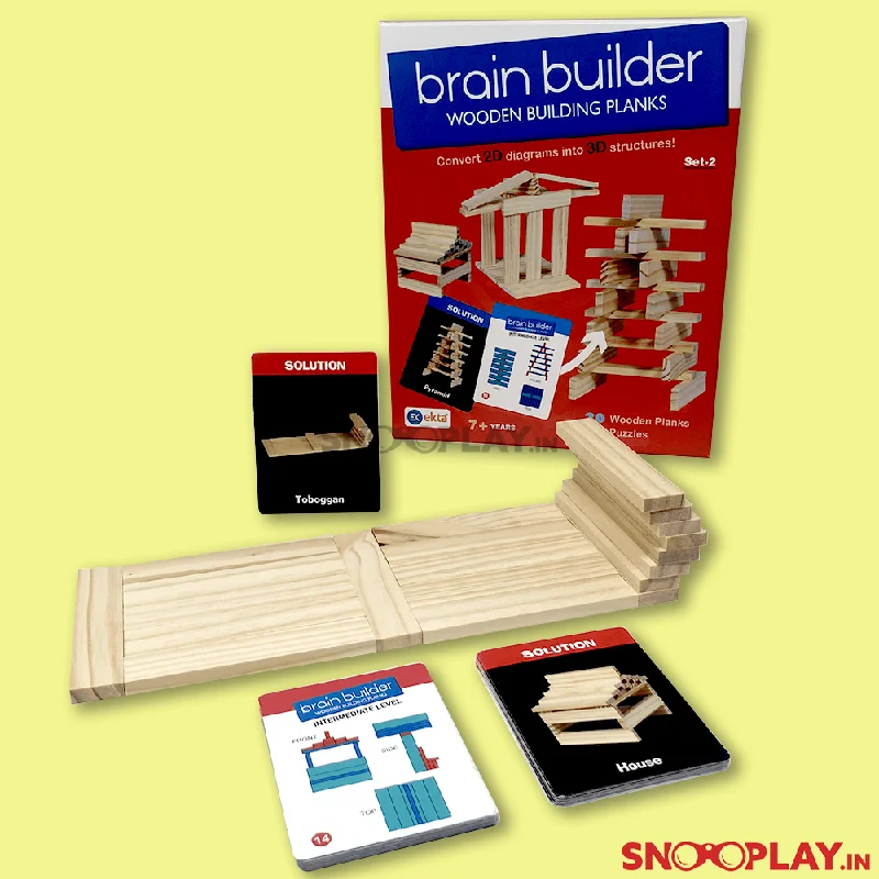 eco-friendly wooden toys                   Brain Builder Wooden Building Plank Blocks (SET-2)