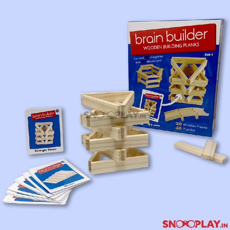 classic wooden toys for kids                Brain Builder Wooden Building Plank Blocks (SET-1)
