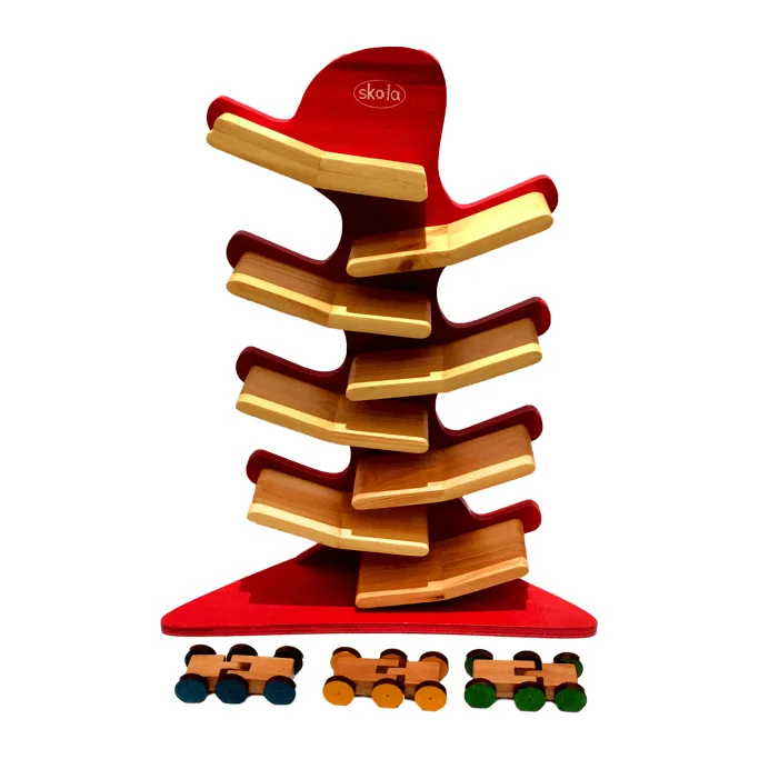 naturally finished and non-toxic wooden toys                   Cascade Cars - Zig Zag Slope Stand