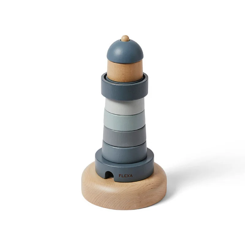 safe and non-toxic wooden toys for babies                   Flexa Lighthouse Stacker