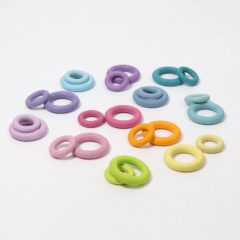 enchanting and whimsical wooden toys for children Grimm's building rings pastel 24 pcs enchanting and whimsical wooden toys for children Grimm's building rings pastel 24 pcs