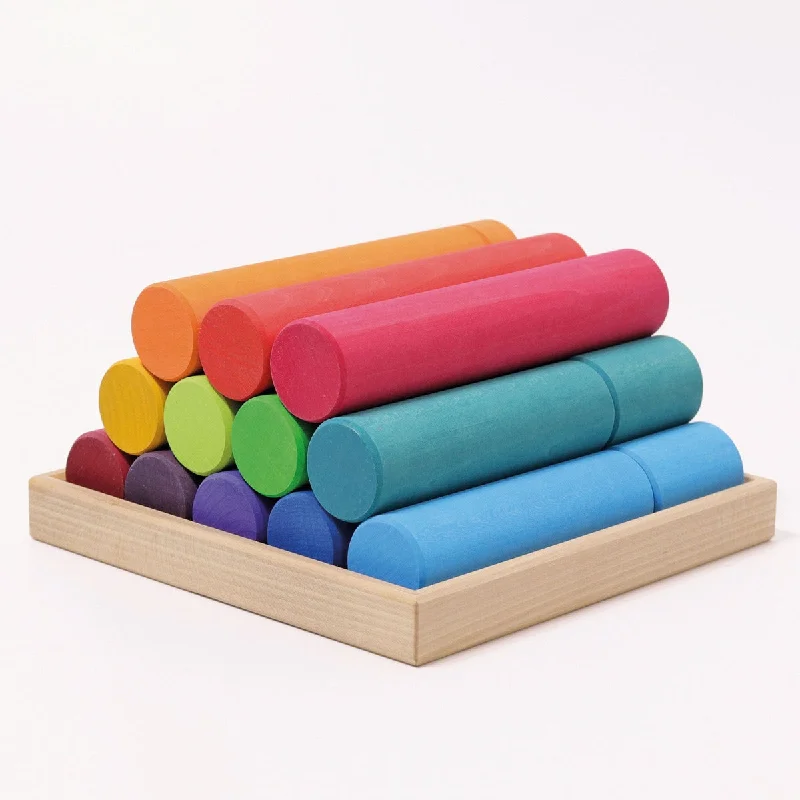 enchanting and magical wooden toys that spark the imagination                   Grimm's rainbow building rollers large 25 pcs