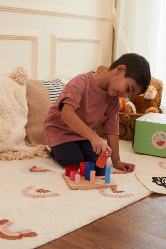 naturally finished and non-toxic wooden toys                   Grip And Fill Peg Tray