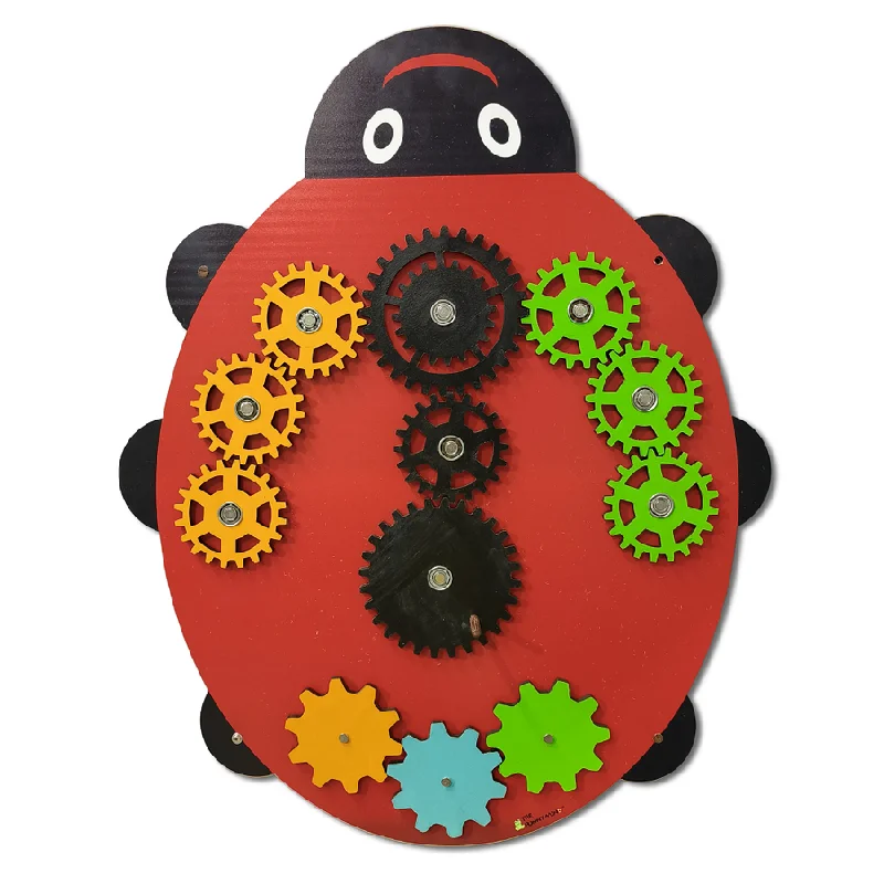 detailed wooden toys                 Ladybug Multi Gear Wall Activity Board