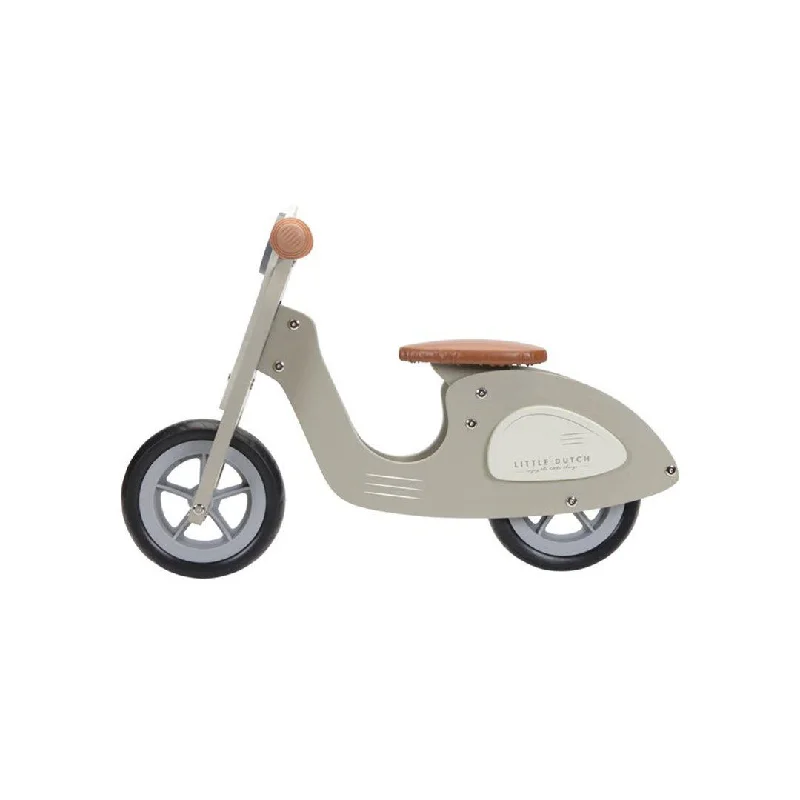intricately designed wooden toys                 Little Dutch Balance Bike Scooter - Olive