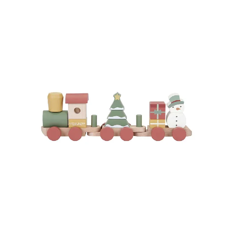 engaging and educational wooden toys                  Little Dutch Christmas Blocks Train
