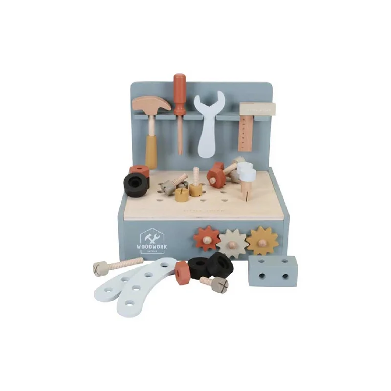environmentally conscious wooden toys                 Little Dutch Mini Wooden Workbench - Blue