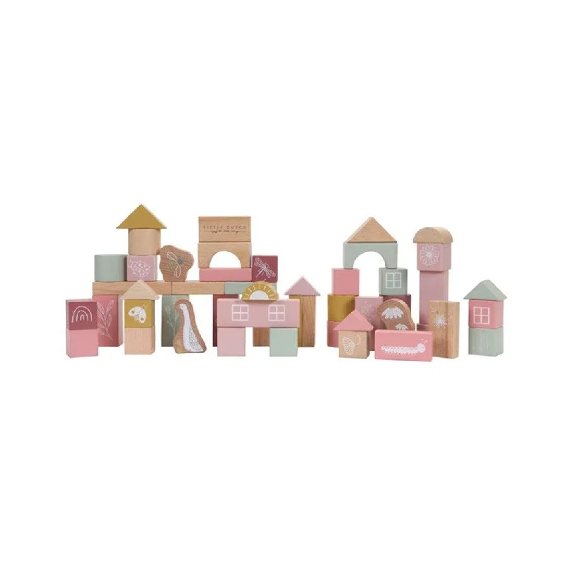 skillfully made wooden toys               Little Dutch Wooden Building Blocks - Pink