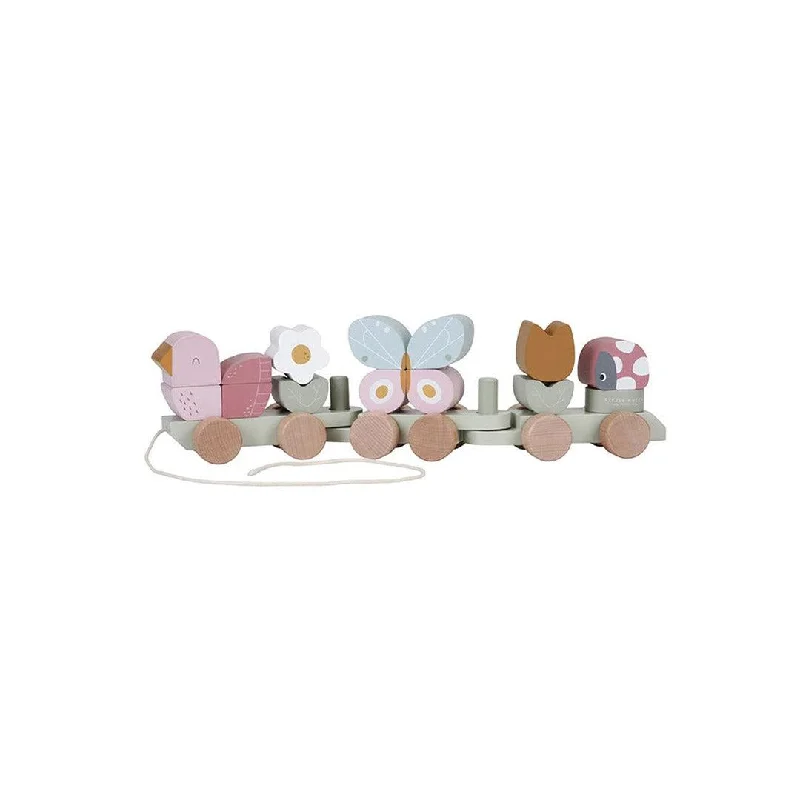 charming wooden toys                   Little Dutch Wooden Stacking Train - Flowers + Butterflies