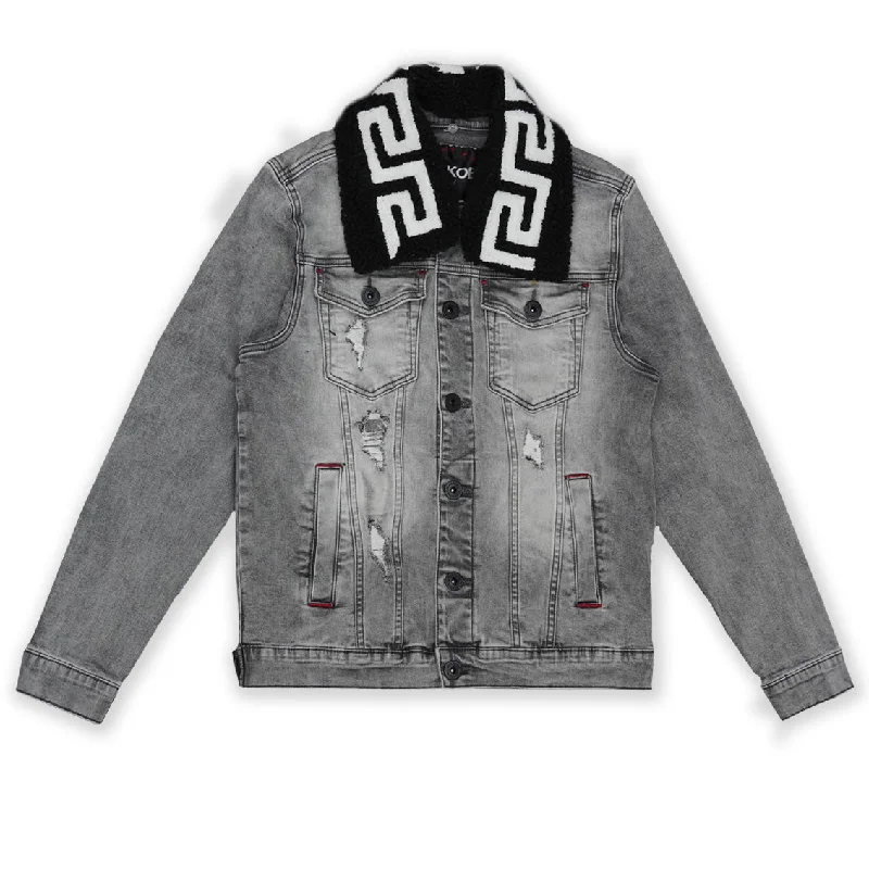 Shop the latest trends in men's clothing at unbeatable prices.  M1062 Denim Jacket W/ Sherpa Collar - Gray