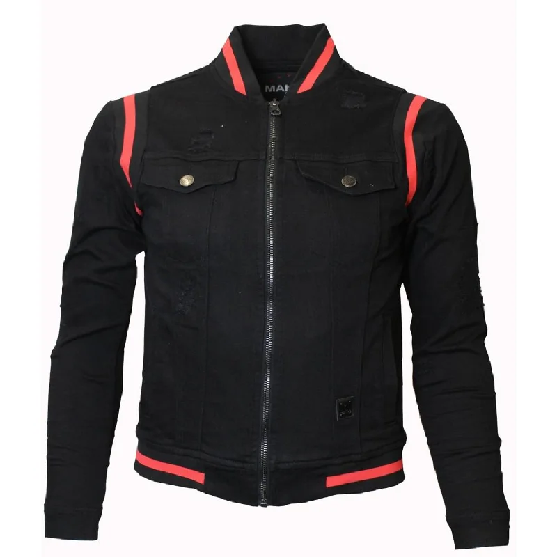 Shop stylish  fashion – Get huge savings on men’s clothing.  M1094 Drip Squad Varsity Denim Jacket - Black