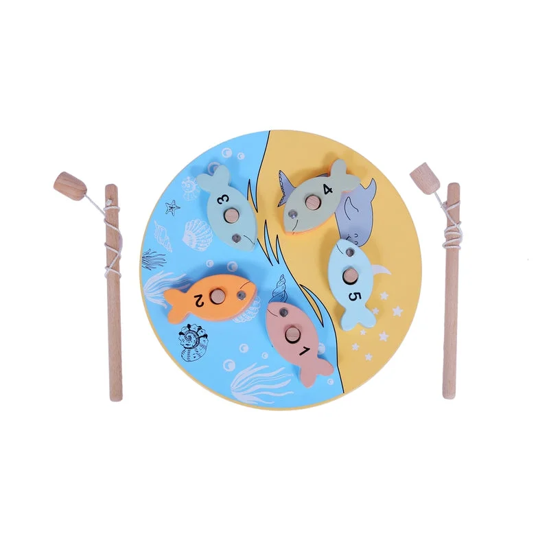 educational wooden toys                   Magnetic Wooden Fishing Game for Kids