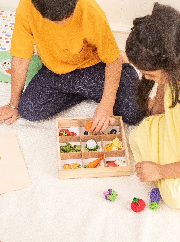 sturdy and long-lasting wooden toys for active play                   Match And Sort Little Garden