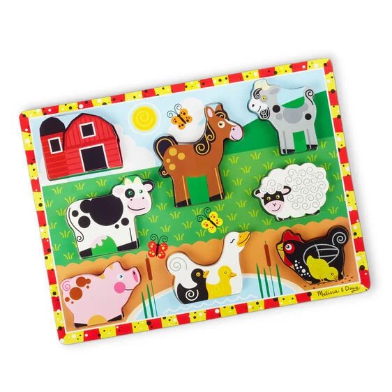 age-appropriate wooden toys                   Melissa & Doug - Farm Chunky Puzzle