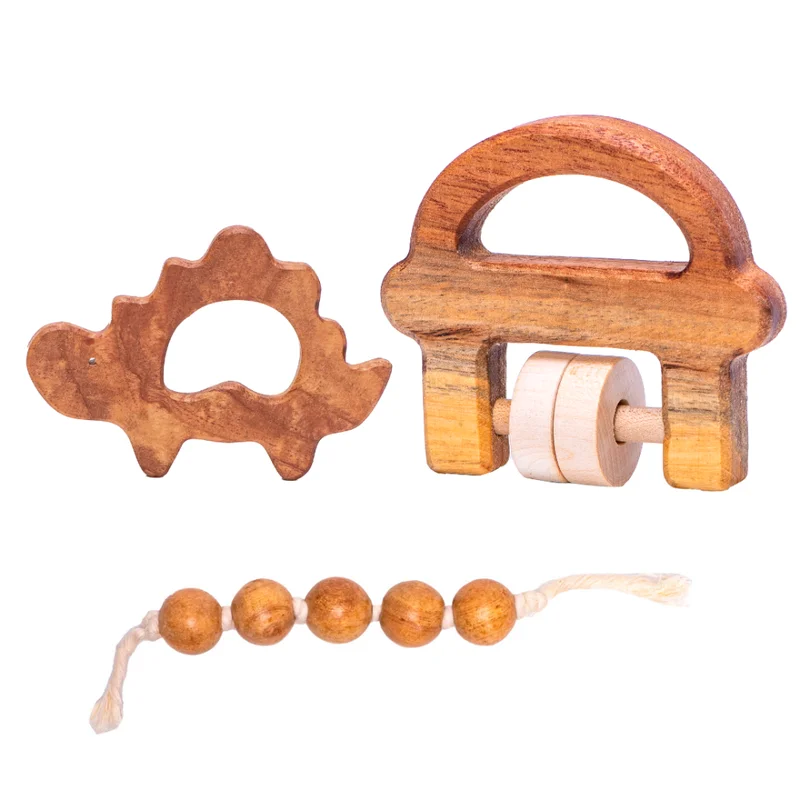 educational wooden toys Montessori Set 3 (Holding Rattle, Neem Teether(Stego), Grasping Beads) educational wooden toys Montessori Set 3 (Holding Rattle, Neem Teether(Stego), Grasping Beads)
