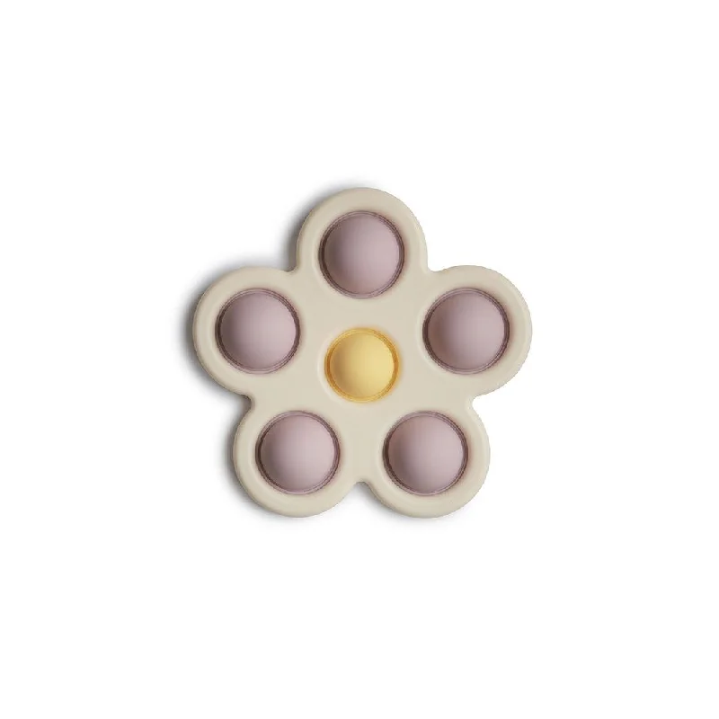 enchanting wooden toys that spark imagination                   Mushie Flower Press Toy - Soft Lilac/Pale Daffodil/Ivory