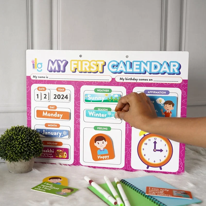 engaging and educational wooden toys                  My First Home Calendar - 9 in one Activities