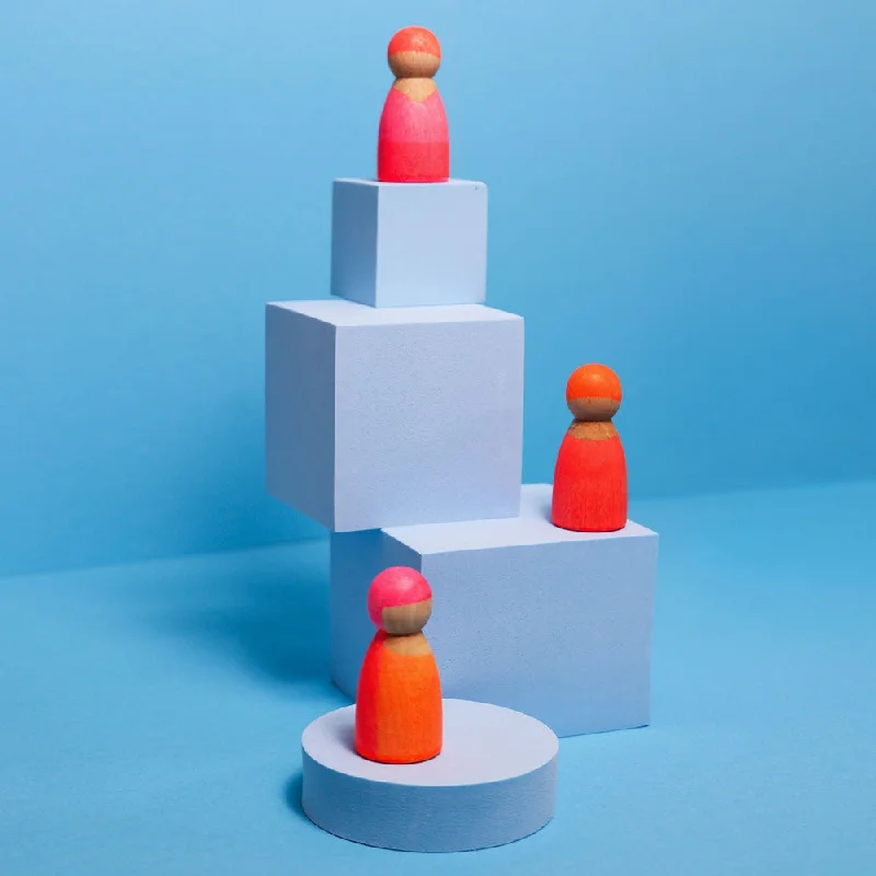 beautifully detailed wooden toys                  Grimm's neon pink friends