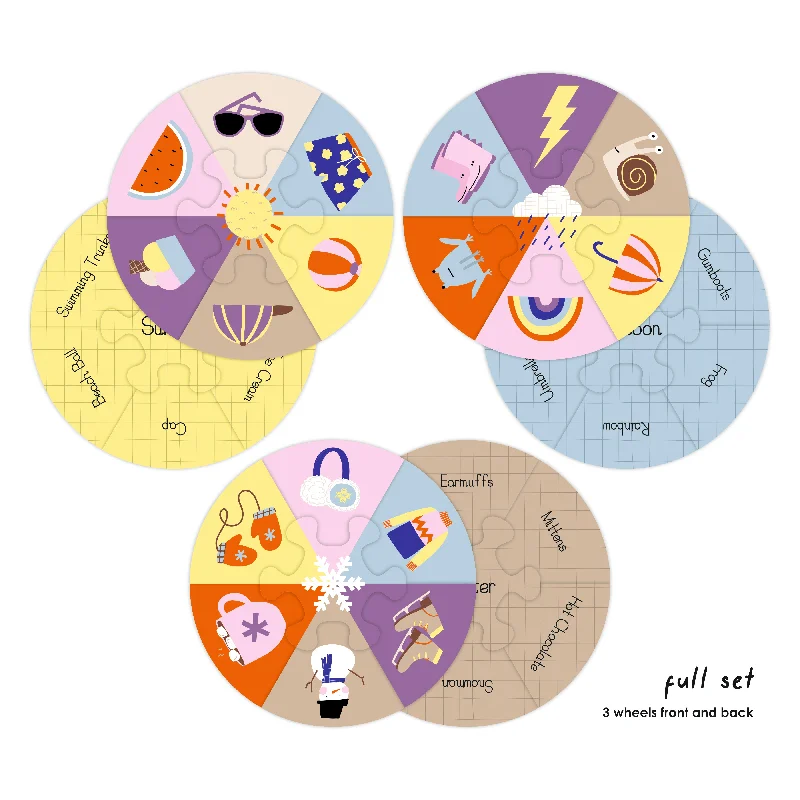 safe and durable wooden toys                   Puzzle Wheels | Seasons