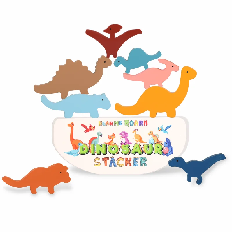 playful wooden toys                  Set of 10 Dinosaur Wooden Stackers Toy