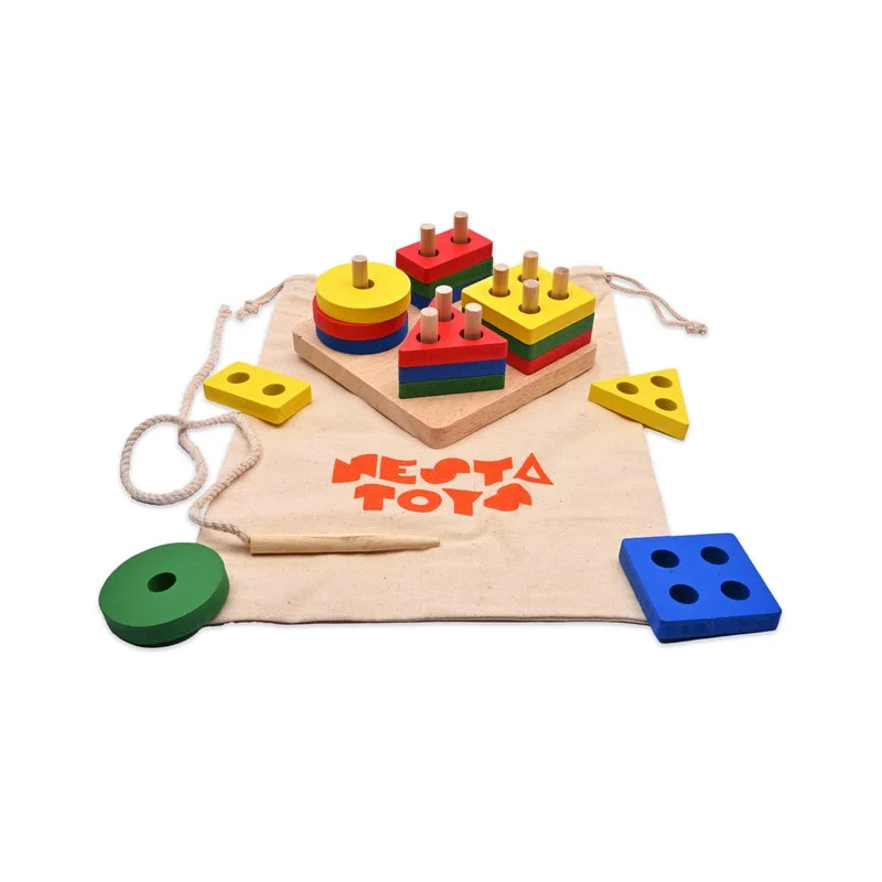 sturdy and safe wooden toys                 Shape Sorter | Stacker | Lacing Toy