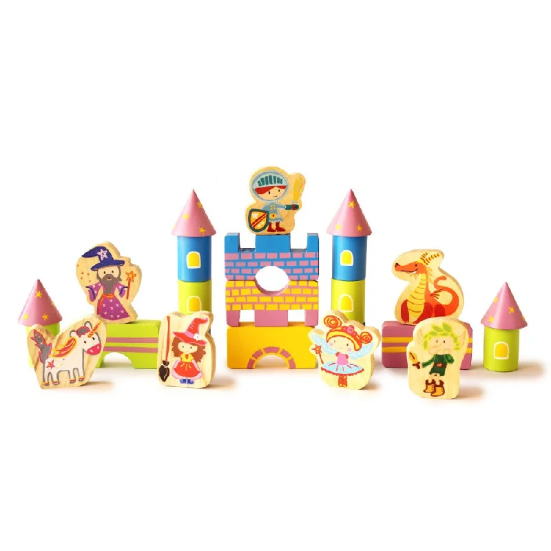 colorful wooden toys for toddlers             Starry Castle & Fantasy Characters Wooden Blocks