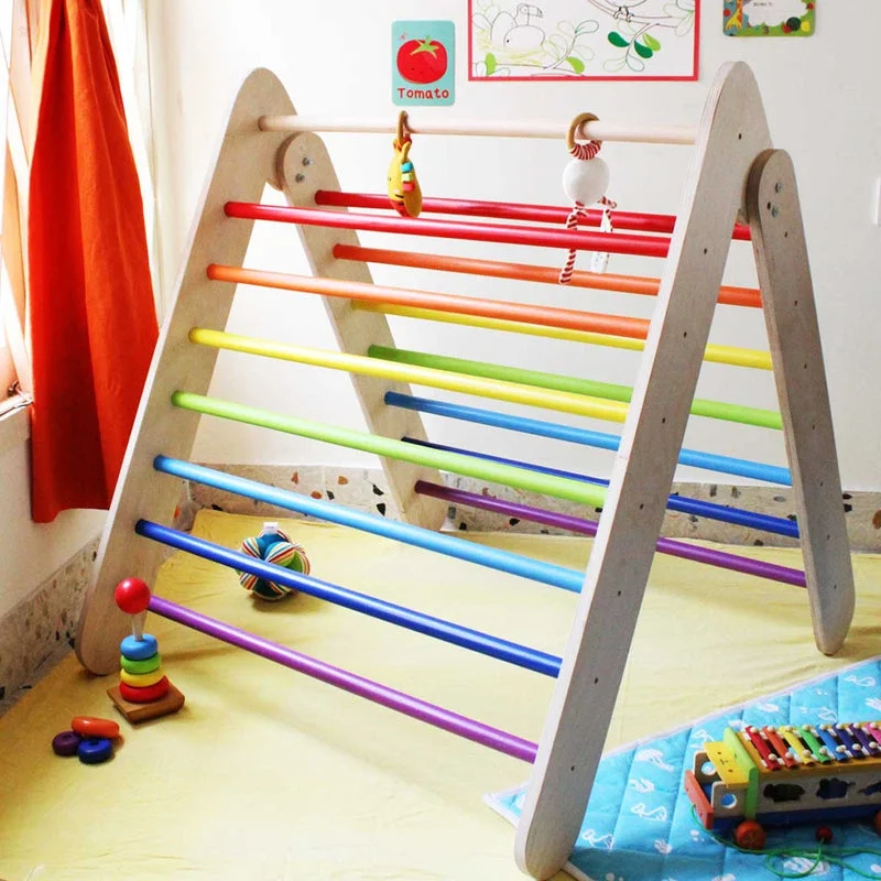 playful wooden toys                  Wooden Rainbow Pikler Triangle
