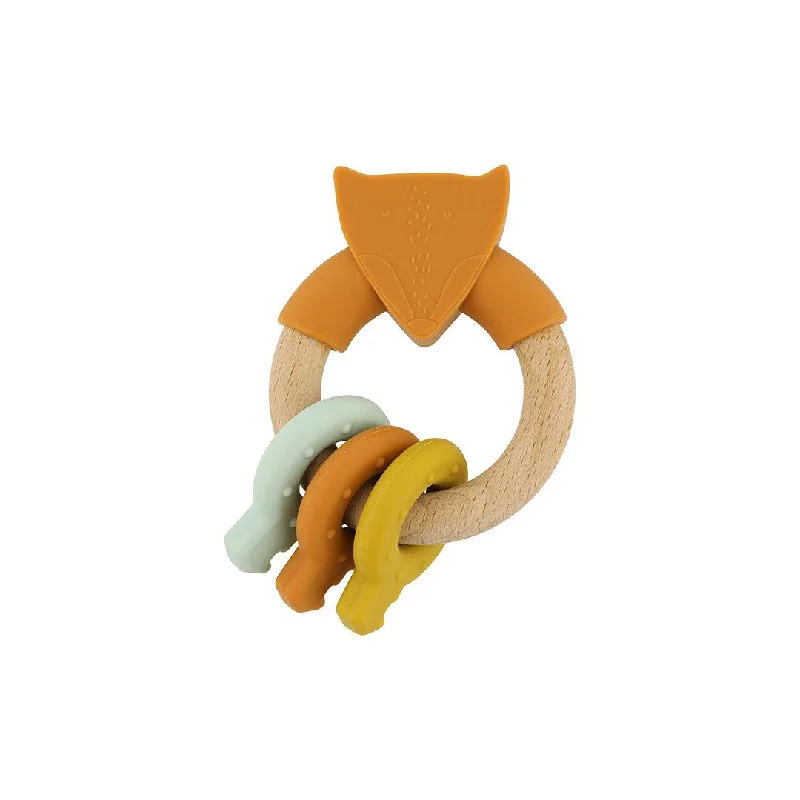 educational wooden toys                   Trixie Wooden Silicone Activity Ring - Mr Fox