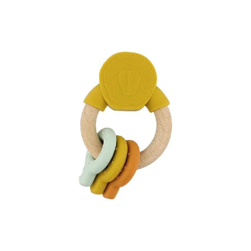 intricately carved wooden toys                   Trixie Wooden Silicone Activity Ring - Mr Lion
