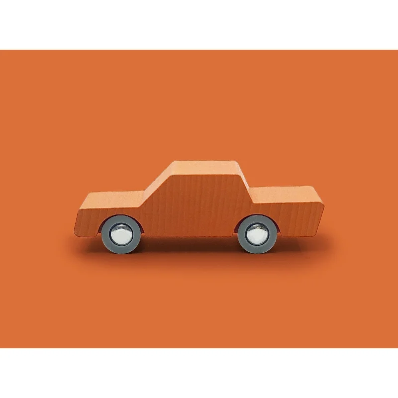eco-friendly wooden toys                   Way to Play back and forth car orange
