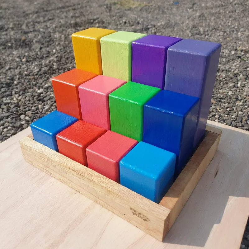 charming wooden toys                   Wooden Building Blocks with Tray | Stacking Rainbow Toy (12 Pcs)