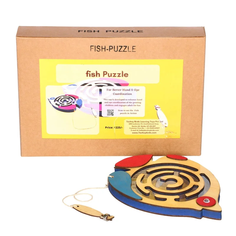 engaging and educational wooden toys                  Wooden Fun Toy Fish Puzzle