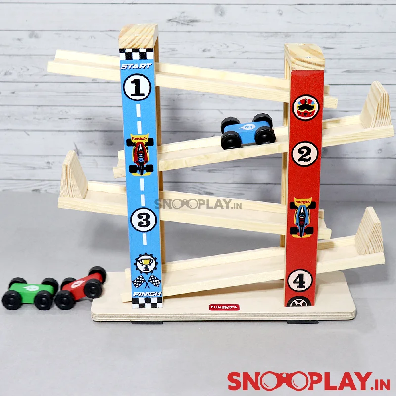 sustainable wooden toys                   Wooden Ramp Racer Track Set (With 3 Mini Toy Cars)