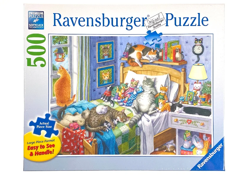Age-appropriate puzzles Cat Nap large format 500 piece puzzle