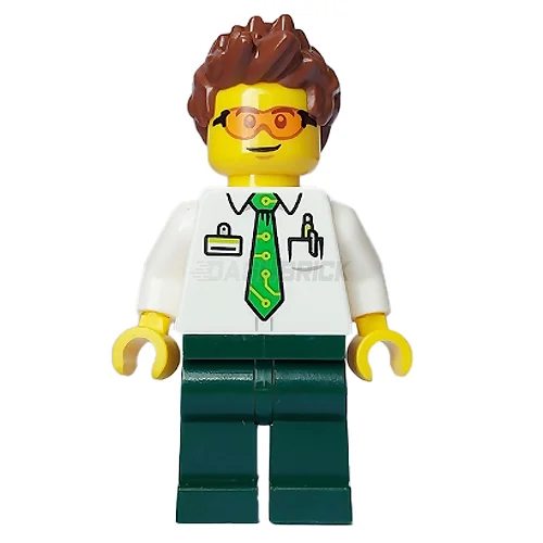 Inspiring architectural interest LEGOLEGO Minifigure - Male, White Shirt, Green Tie, Spiked Hair, Safety Glasses [CITY]