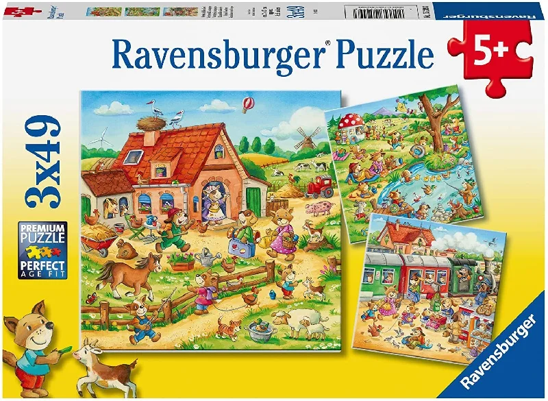 Logical puzzles Ravensburger Animal Vacation 3x49 Piece