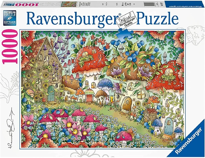 Challenging puzzles Ravensburger Floral Mushroom Houses 1000 Piece