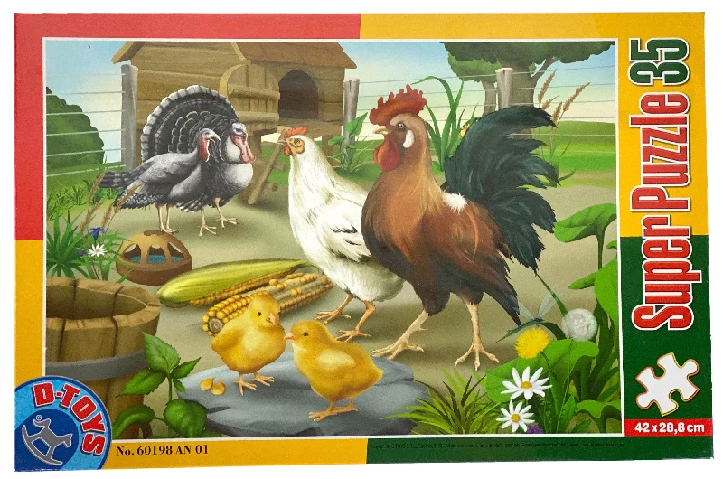 Thought-provoking puzzles Rooster And Hen 35 Piece Puzzle